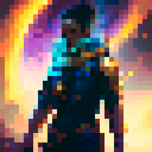 Paladin with a holy shield, vibrant energy and crackling lightning swirling his head, vivid holy golden colors