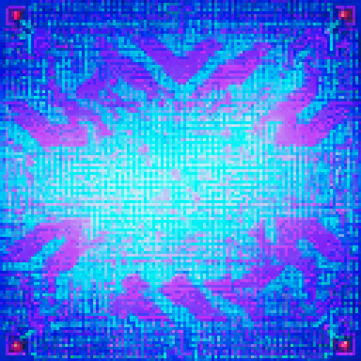 A neon purple, glowing circuit board with intricate lines and sharp angles, , all set against a sleek, black grid pattern background, reminiscent of an abstract, top down view, 2D, pixel perfect