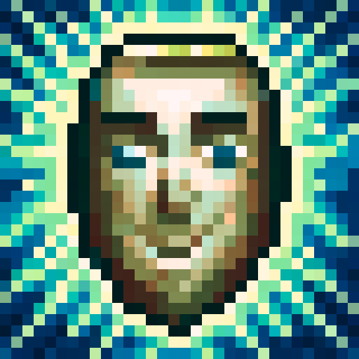 pro golfer pixel face sam snead, game icon, 32x32 pixel art, sRGB, skill art, close up, portrait, retro style, vibrant colors, dynamic pose, confident expression