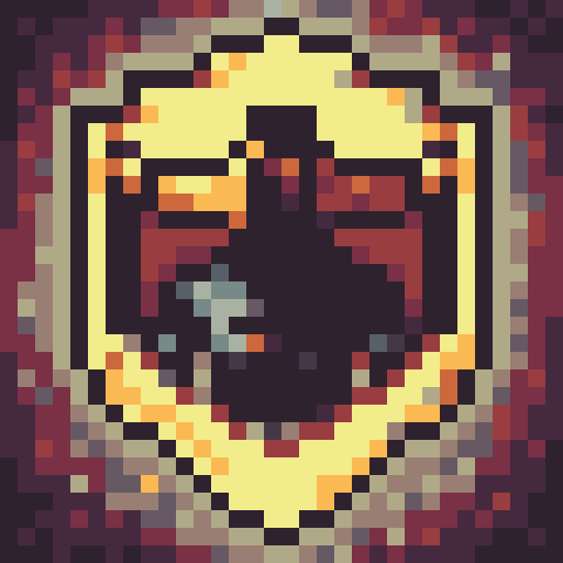knight in armor, sword and shield, oblique side view, golden "V" embossed shield, brown hair, no helmet, game icon, 32x32 pixel art, sRGB, skill art