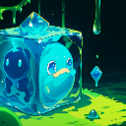 Blue Slime cube, Gelatinous cube, giant Slime, boss fight