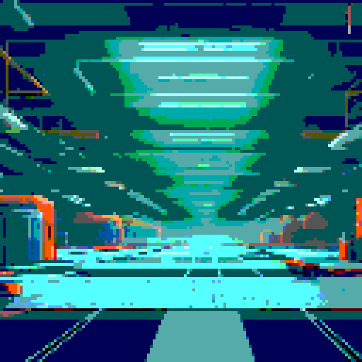 large space station hangar, shiny chrome surfaces, blinking lights, computers, data tapes, oil painting style, high detail, sRGB, pixel art, background