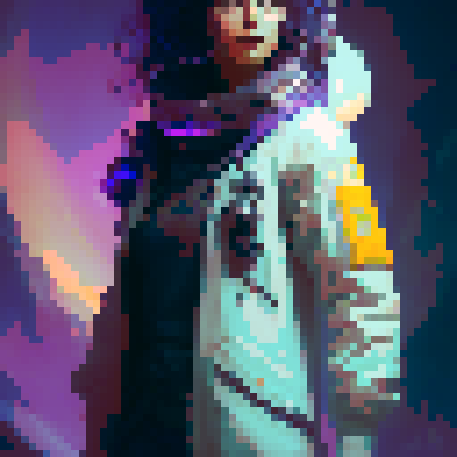 ashe from league of legends, nighttime, galaxy in the sky, neon colors