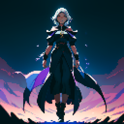 full-body image, sorceress facing right, sorceress ready to fight, evil sorceress, floating, arms out, magic circles, magic power, spell, evil sorceress, evil witch, magic symbols, ultimecia, final fantasy, sRGB, pixel art, evil outfit