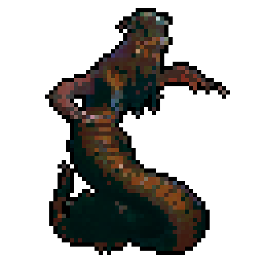 A snake with the torso and head of a human, horror fantasy rpg
