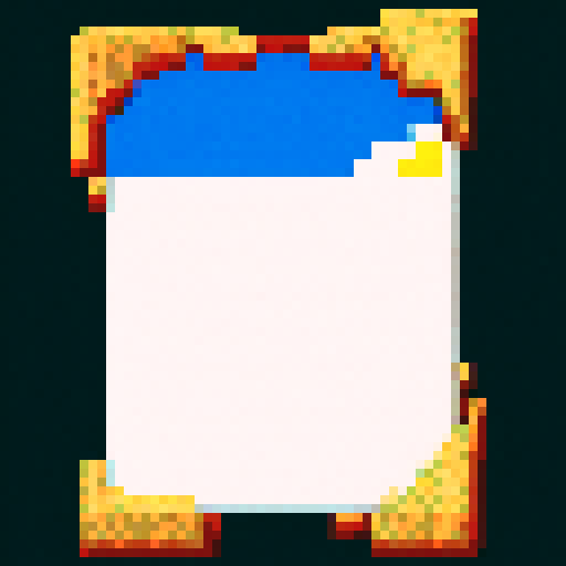 widescreen aspect ratio, pixel art, open blank parchment with burnt edges