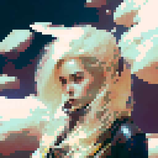 Blonde girl floating, ethereal and graceful