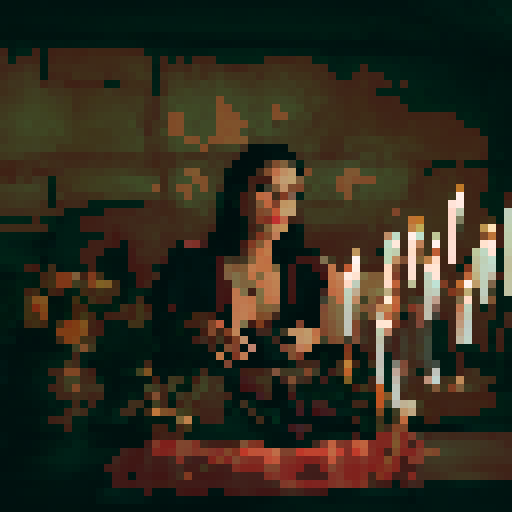 Young beautiful woman making magic with candles.