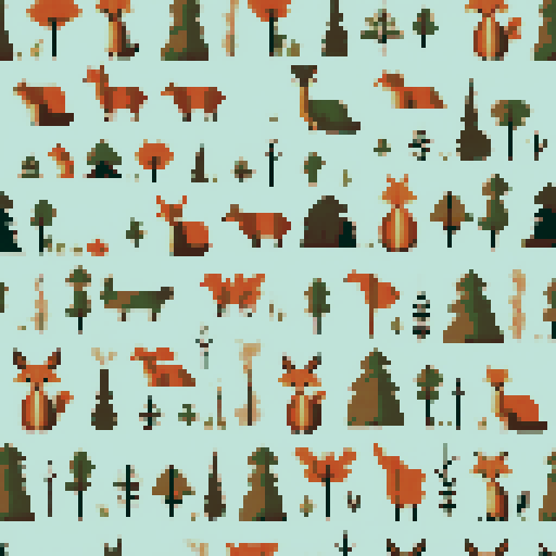 a collection of woodland creatures modern cross stitch style earthy tones Woodland cross stitch pattern, Forest cross stitch pdf download, Cottage wall decor, Modern cross stitch, Nature embroidery Woodland nursery