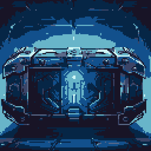 mystery box, stone, metall, shiny, pixel art, sRGB, vibrant colors, glowing lights, intricate patterns