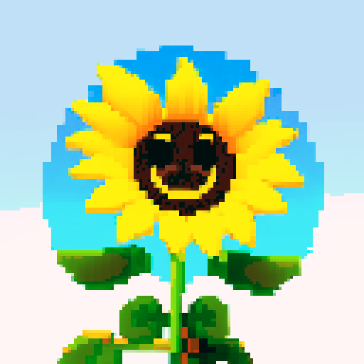 sunflower with smiling face, full height