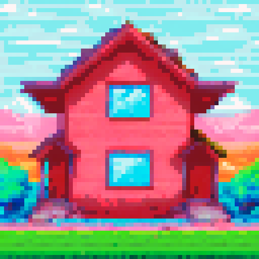 cyan wall with windows and green curtains