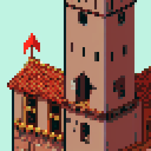 archer tower, tall and sturdy, wooden structure, arrow slits, medieval-inspired, pointed rooftop