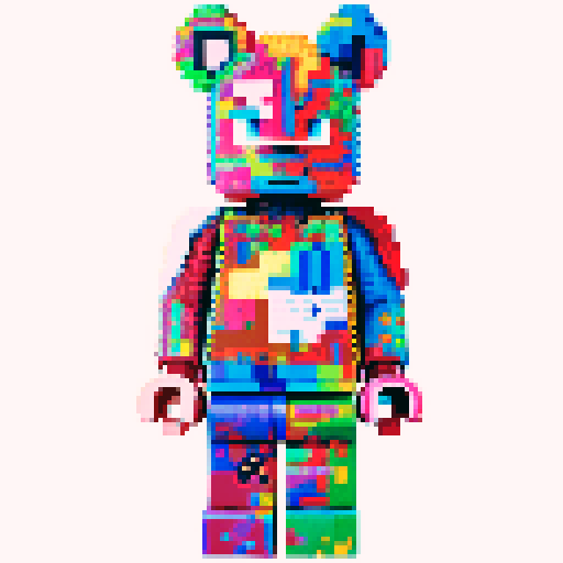 colorful pixel lego blocks arranged in a playful, vibrant composition, showcasing the intricate details and vibrant colors of pixel art in the sRGB color space