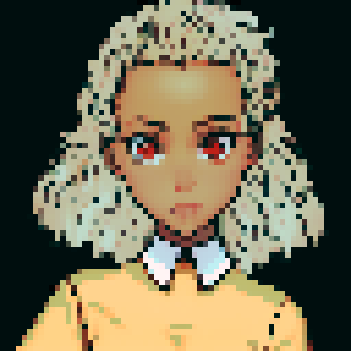 Teenage black girl with light brown hair and red eyes