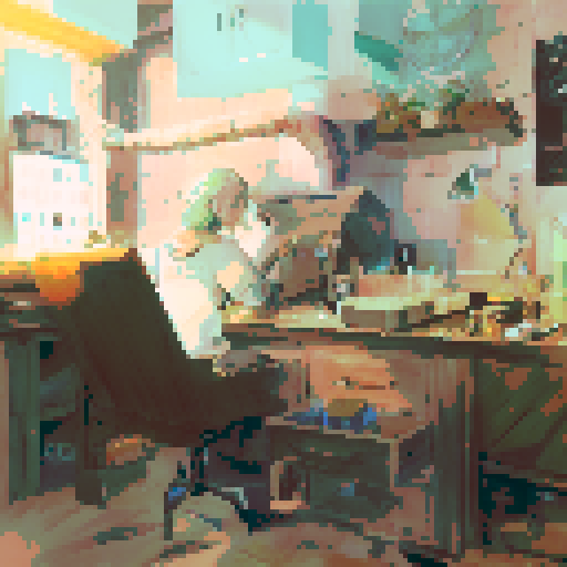 Artist at work in their bedroom