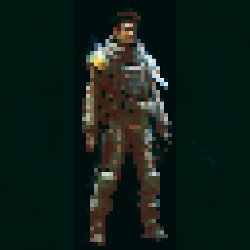 young frail fighter scavenger, pixel art, fantasy apocalypse