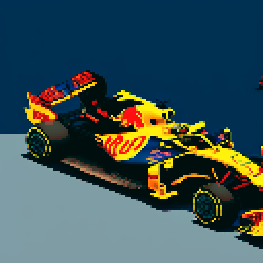 Formula 1 red bull car, full car in view, close up, driver in seat, blue sky background in Monaco