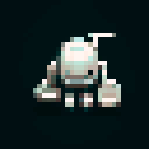 combat drone, humanoid, robotic, sleek, metallic, pixel-art