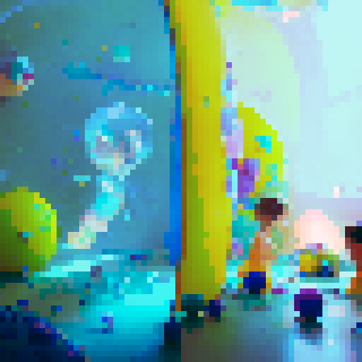 Whimsical, cartoonish

Kids gather in the nursery for a bubble show, their eyes wide with wonder as rainbow-colored orbs float above their heads.