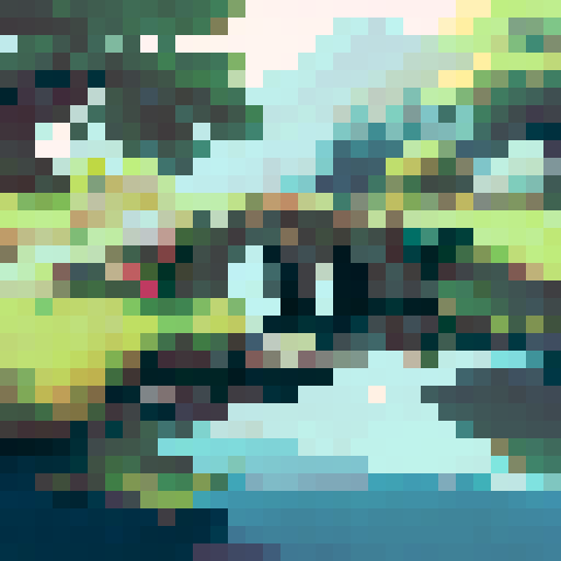 tranquil lake, lush green hills, landscape portrait