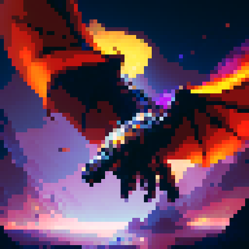 stylized, vibrant, and action-packed.

        Fiery dragon warrior charging towards a looming shadow, with a backdrop of swirling clouds and crackling lightning.