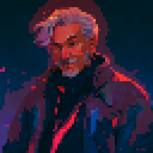 Old man with a long, flowing white beard and a staff, standing in a misty forest surrounded by magical creatures like dragons, fairies, and unicorns, wearing a tattered robe and a pointed wizard hat