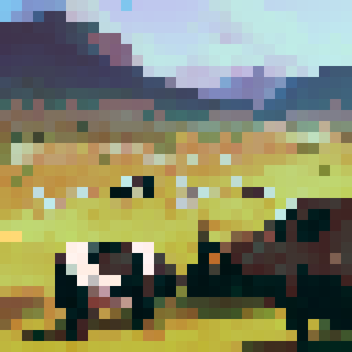 Old farmer, dirt-covered, surrounded by cows and goats, gazing out on a vast and sprawling landscape in a realistic portrait style.