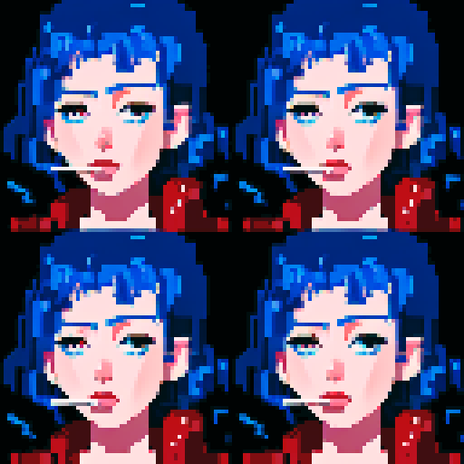 Blue haired 90s pop girl, smoking a cigarette, downtown, in the rain, gritty