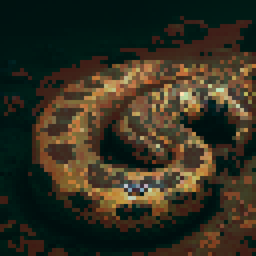 Russell's viper snake, night time, dark background