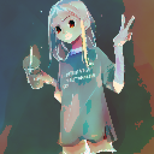 "Anime girl in front of 2D shapes"