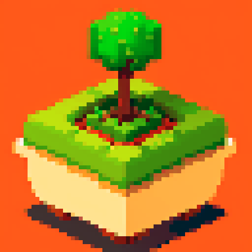 an isometric view of a topiary plant in a terracotta pot