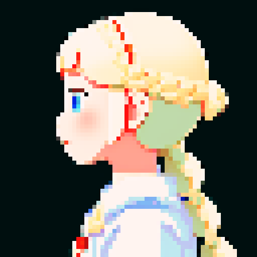 a girl with white braid, side view