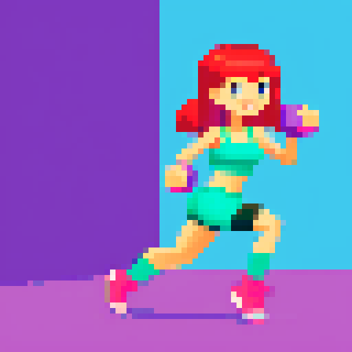 Create a vibrant woman doing gym