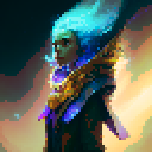 create a lightning element heavenly wizard with a sapphire inspired color palette casting a revival spell. use the colors blue, yellow, black, white and orange. No other colors at all.