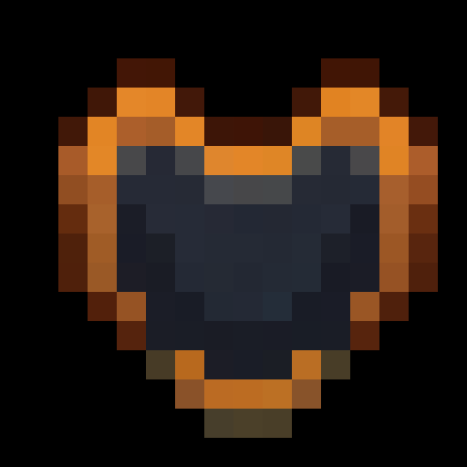A Heart container, with a question mark within in the heart. Transparent background. Themed to look like a lucky block