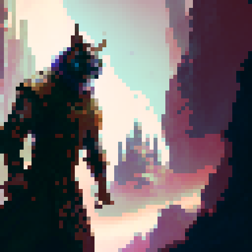 Tiger-masked wrestler flexing bulging muscles in front of a medieval castle, with a fiery dragon looming in the background, all in the style of a high-fantasy RPG