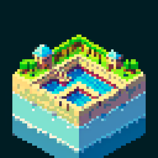 isometric view, stone bridge, deep chasm, fortress on the left, wider planes on the right, pixel art, sRGB