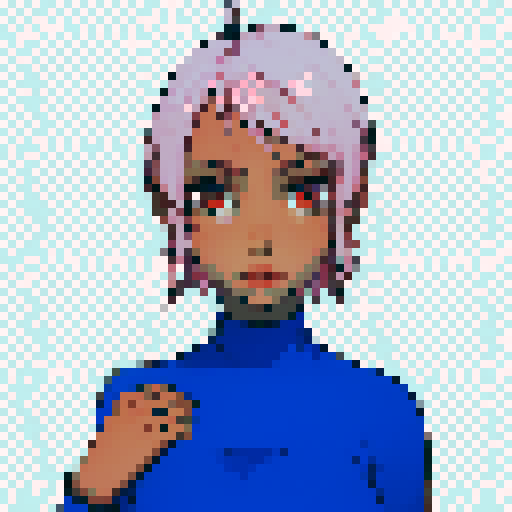 Teenage black girl with pink hair and orange eyes