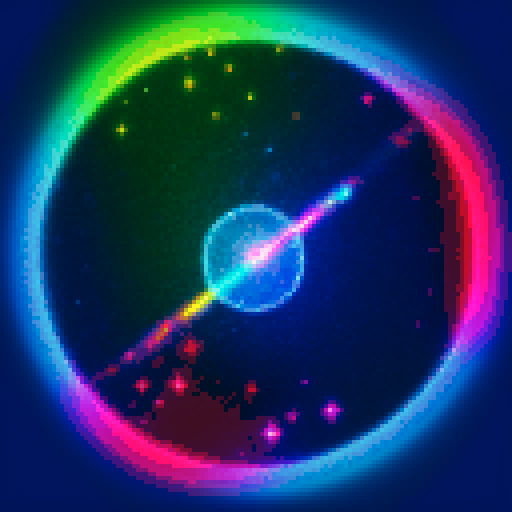 galaxy-themed, pixel art sword, vibrant colors, glowing stars, cosmic patterns, nebula swirls, shining meteorites, sparkling stardust, celestial engravings, lunar phases, astral energy, constellations, planetary textures