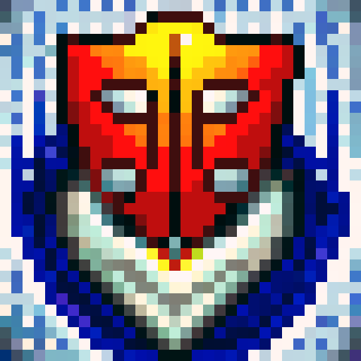 32x32 pixel art sword and shield game icon featuring a close-up, portrait-style depiction of a masterfully crafted knight's shield emblazoned with a fiery dragon motif, the crossed swords behind it etched with a gleaming, silver finish in a skill art style.