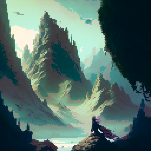 worrier, wielding a majestic sword, standing atop a moss-covered cliff, overlooking a sprawling kingdom filled with enchanted forests, towering castles, and mythical creatures emerging from mystical portals