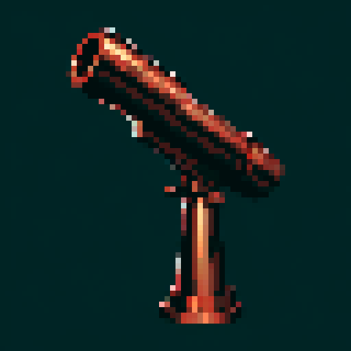 I want a copper minigun seen from a head on perspective. I want this object usable an asset in a videogame, meaning only one object per image, outlined with a strong black stroke, on a solid-color background.