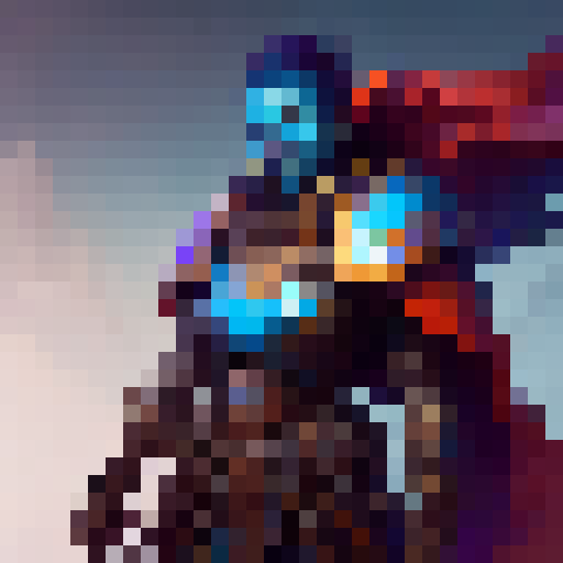 Warrior with blue armor and a Big Ruby Sword