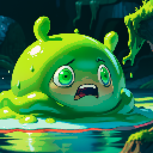 hero sinking into slime, feet stuck in slime