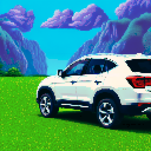 Photorealistic, centered Haval H6 in a three quarter view, right wheel in front, clean background, pixel art style with sRGB colors