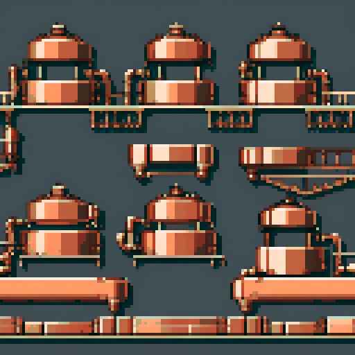 simple, geometrical copper tank treads. Steampunk. It should be seen from the left side with no perspective, on a solid-color background.