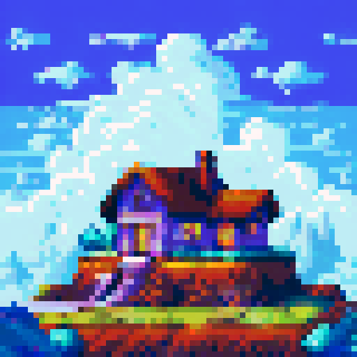 stormy night, modest cottage, no electricity, sRGB, pixel art, background, landscape
