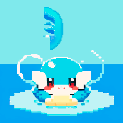 Pokemon style water type starter, no background, cute