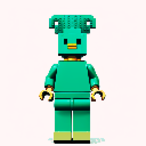 lego pixel, vibrant colors, blocky shapes, small plastic bricks, isometric perspective, retro video game, low resolution, 8-bit graphics, sharp edges, square grid, limited color palette, nostalgic feel, brick-built characters, iconic lego logo, digital recreation, detailed textures, crisp lines, simplified forms, nostalgic gaming vibes rainbow color body 